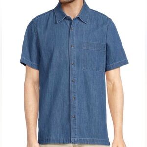 Onia Summer Button Down Shirt in Blue Denim 100% Cotton Men’s Medium